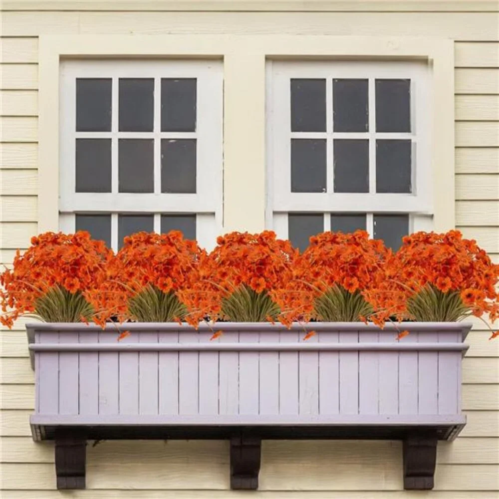 20 Bundles Artificial Fall Flowers Outdoor UV Resistant Fake Flowers No Fade